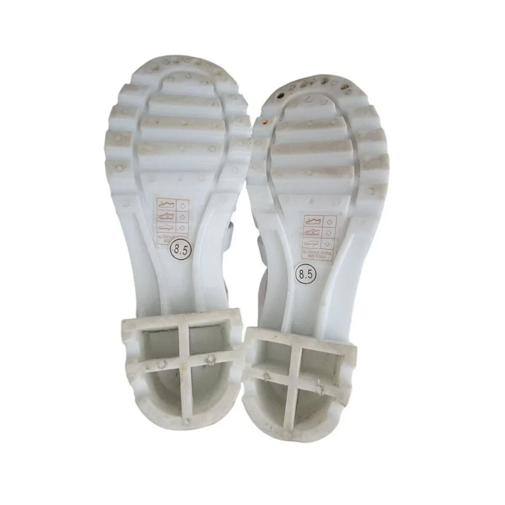 DOLLY MIX White Jelly Platform Strappy Sandals Chunky Heel Women's Sz 8.5 - Picture 6 of 9